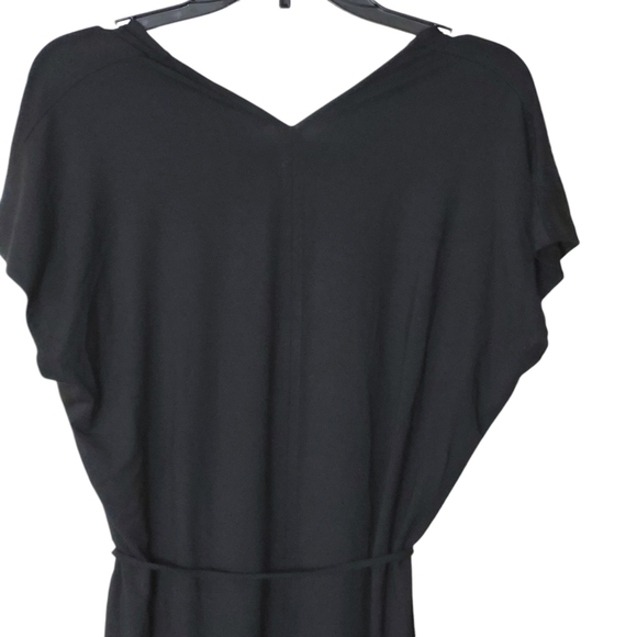 Vince Double V-Neck Cap Sleeve Knit Midi Dress Stretchy Black Size XS New - Picture 7 of 13